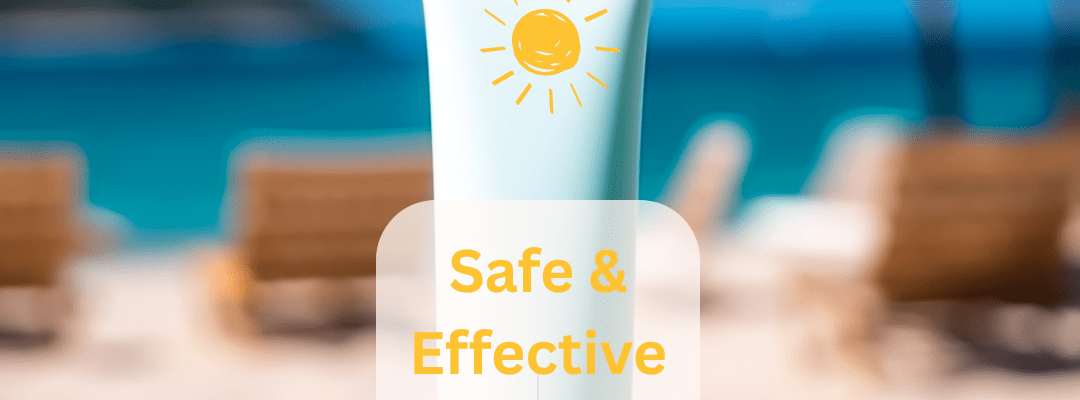 Bottle of sunscreen on the beach